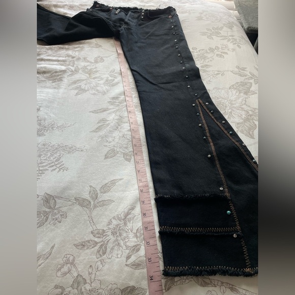 Vintage Y2K Upcycled Levi’s Flare Jeans Low Rise Embellished 28 Festival Bratz - Picture 13 of 14